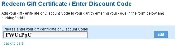 Redeem Gift Certificate / Enter Discount Code